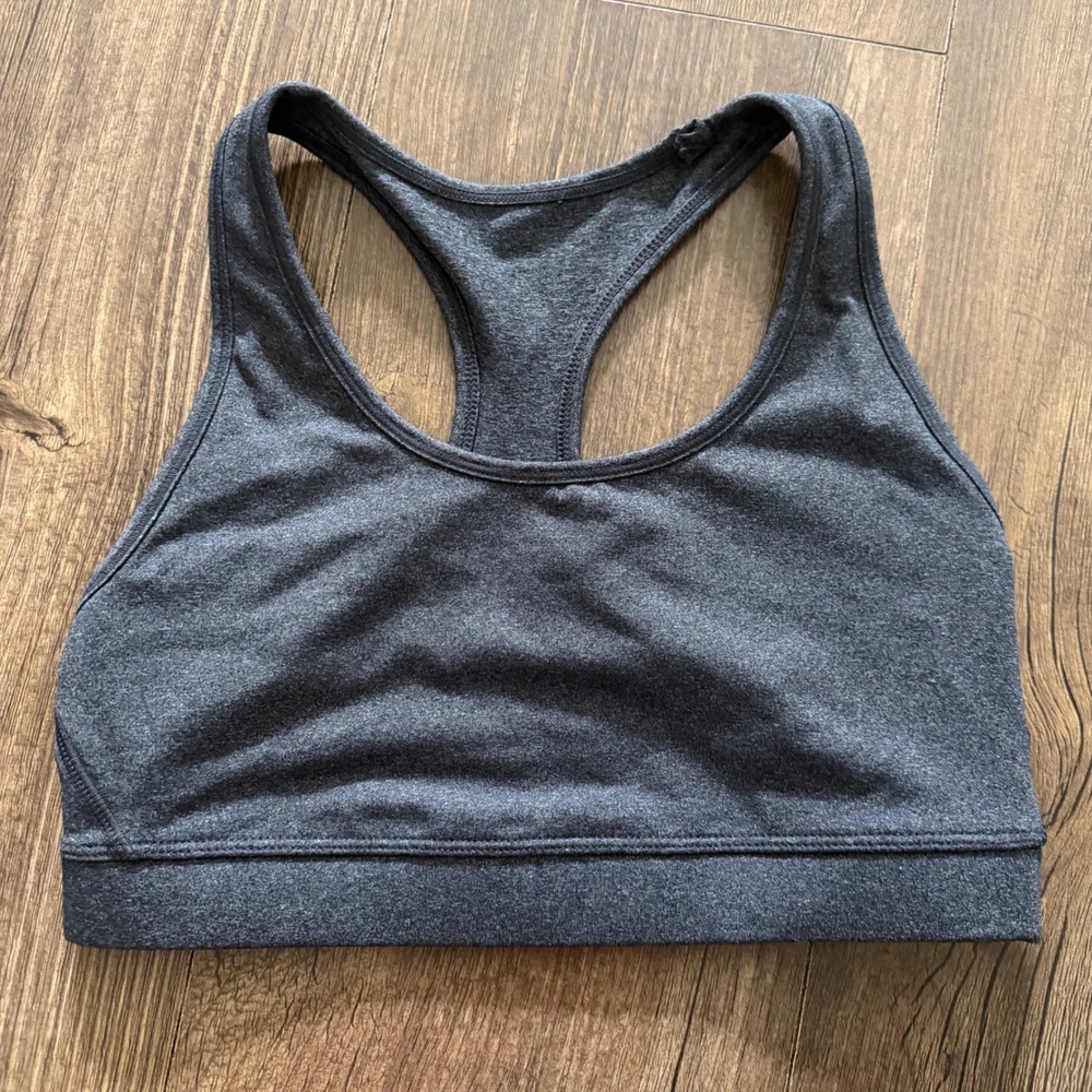 GapFit Sports Bra Charcoal Gray Heather Racerback Active Gymwear Yoga Small